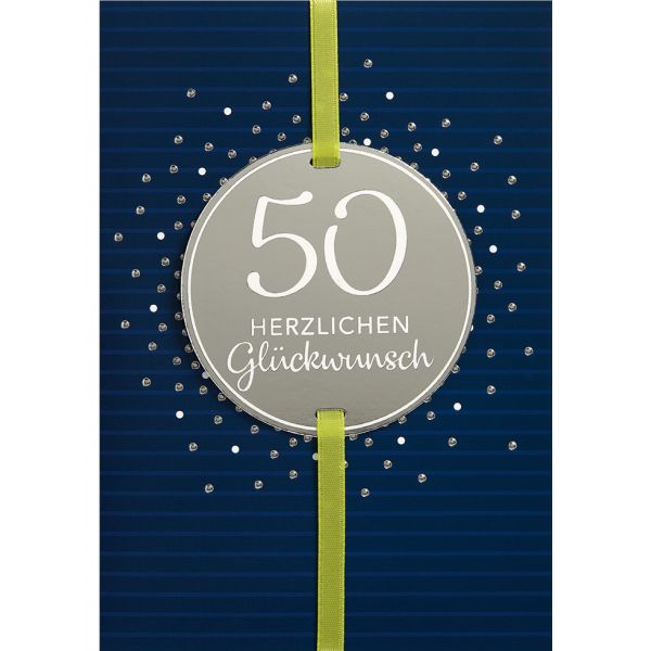 A 50. Geburtstag Herzlichen Glückwunsch silberne Punkte Glückwunschkarte mit Umschlag