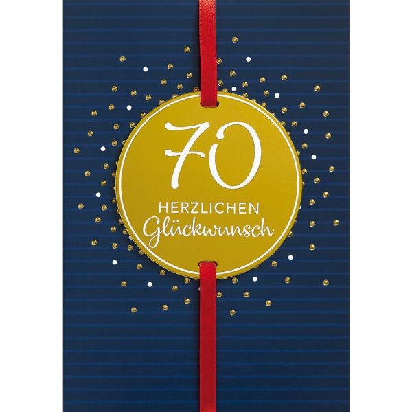 70. Geburtstag Herzlichen Glückwunsch goldene Punkte Glückwunschkarte mit Umschlag