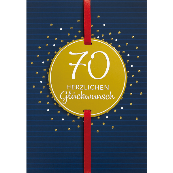 70. Geburtstag Herzlichen Glückwunsch goldene Punkte Glückwunschkarte mit Umschlag