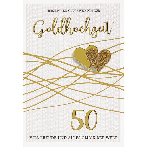 Goldhochzeit Glückwunschkarte mit Umschlag  Herzlichen Glückwunsch zur Goldhochzeit 50 Viel Freude und alles Glück der Welt