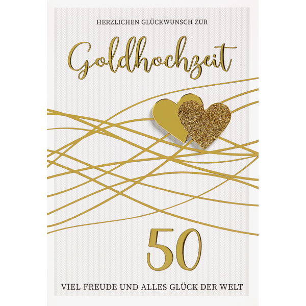 Goldhochzeit Glückwunschkarte mit Umschlag  Herzlichen Glückwunsch zur Goldhochzeit 50 Viel Freude und alles Glück der Welt