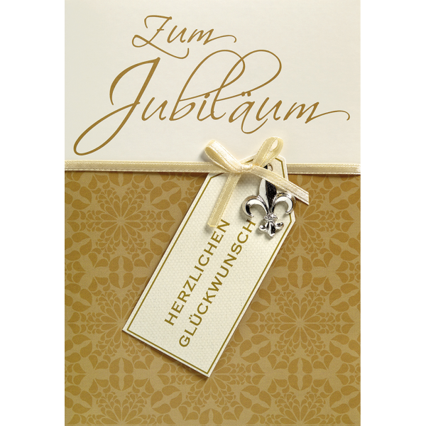 Jubiläum Glückwunschkarte mit Umschlag mit Schild & Schleife Herzlichen Glückwunsch zum Jubiläum