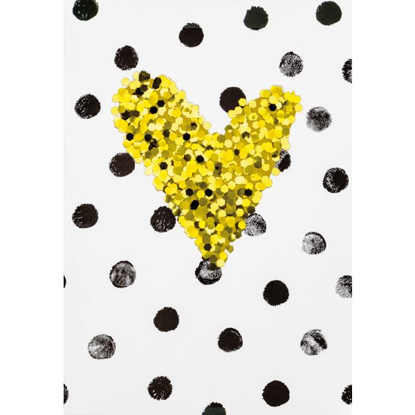 Ohne Text - Blanko - Goldherz - Black & Gold - Glückwunschkarte im Format 11,5x17cm mit Umschlag
