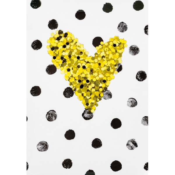 Ohne Text - Blanko - Goldherz - Black & Gold - Glückwunschkarte im Format 11,5x17cm mit Umschlag