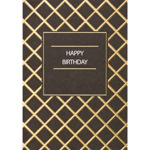 Geburtstag Black & Gold Glückwunschkarte mit Umschlag Happy Birthday Muster