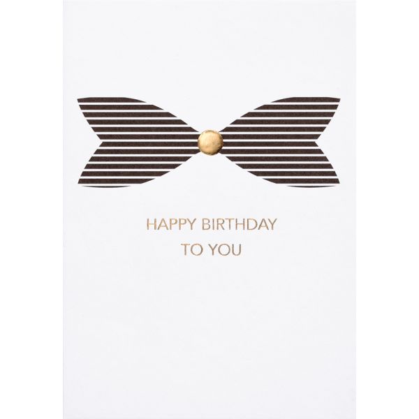 Geburtstag Black & Gold Glückwunschkarte mit Umschlag Happy Birthday to you Fliege