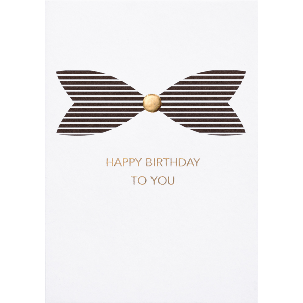 Geburtstag Black & Gold Glückwunschkarte mit Umschlag Happy Birthday to you Fliege
