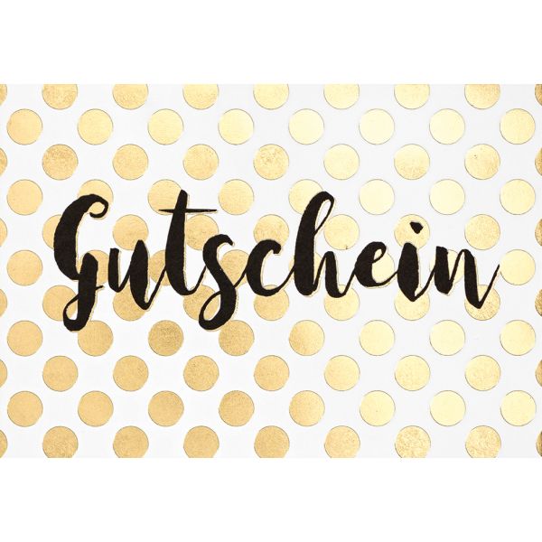 Gutschein Glückwunschkarte mit Umschlag Black & Gold goldene Punkte