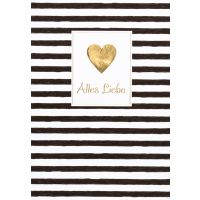 Allgemeine Wünsche Alles Liebe Herz gestreift Black...