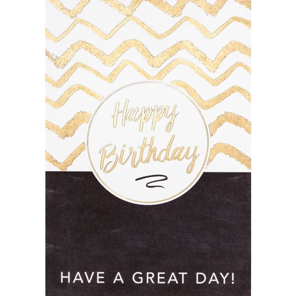 Geburtstag Black & Gold Glückwunschkarte mit Umschlag Happy Birthday - Have a great day