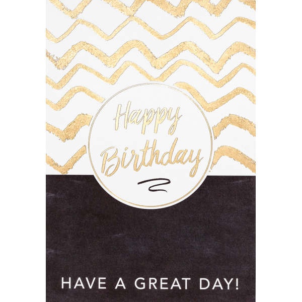 Geburtstag Black & Gold Glückwunschkarte mit Umschlag Happy Birthday - Have a great day