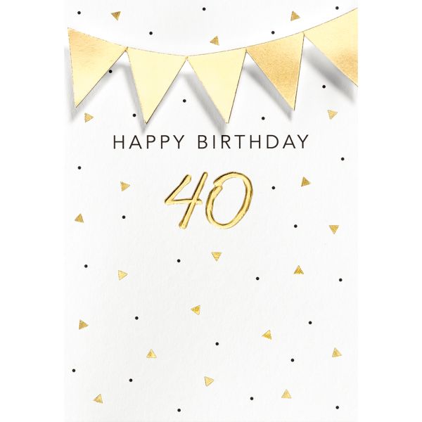 40. Geburtstag Happy Birthday Girlande Black Black Black&Gold Gold Gold Glückwunschkarte mit Umschlag