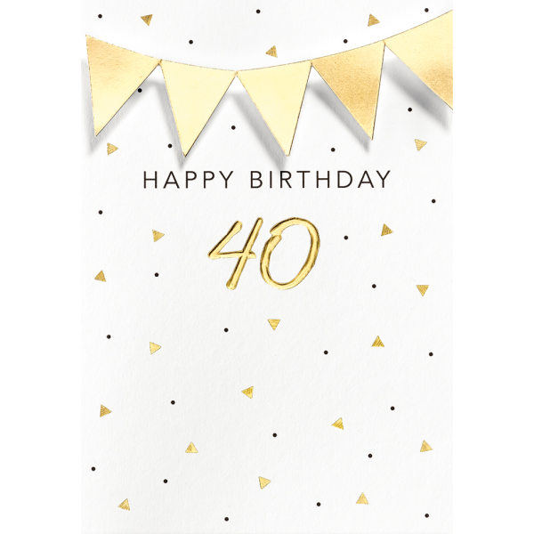 40. Geburtstag Happy Birthday Girlande Black Black Black&Gold Gold Gold Glückwunschkarte mit Umschlag