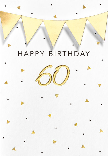 60. Geburtstag - Black & Gold - Glückwunschkarte im Format 11,5x17cm mit Umschlag