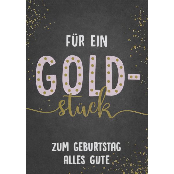 Geburtstag Black & Gold Glückwunschkarte mit Umschlag Zum Geburtstag alles Gute - Für ein Goldstück