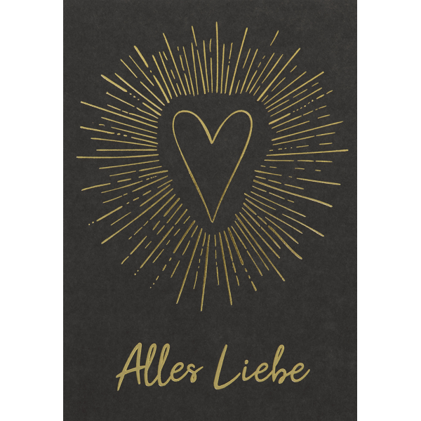 Allgemeine Wünsche Alles Liebe Herz schwarz-gold Black Black Black&Gold Gold Gold Glückwunschkarte mit Umschlag