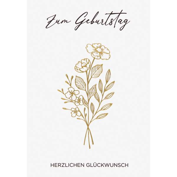 Geburtstag Black & Gold Glückwunschkarte mit Umschlag Zum Geburtstag Herzlichen Glückwunsch Blumen
