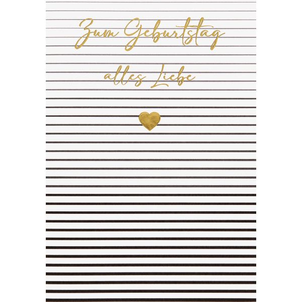 Geburtstag Black & Gold Glückwunschkarte mit Umschlag Zum Geburtstag alles Liebe Herz