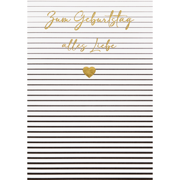 Geburtstag Black & Gold Glückwunschkarte mit Umschlag Zum Geburtstag alles Liebe Herz