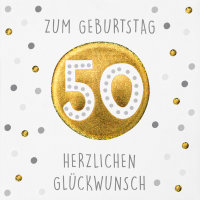 50. Geburtstag - Black & Gold - Quadratische...