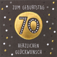 70. Geburtstag - Black & Gold - Quadratische...