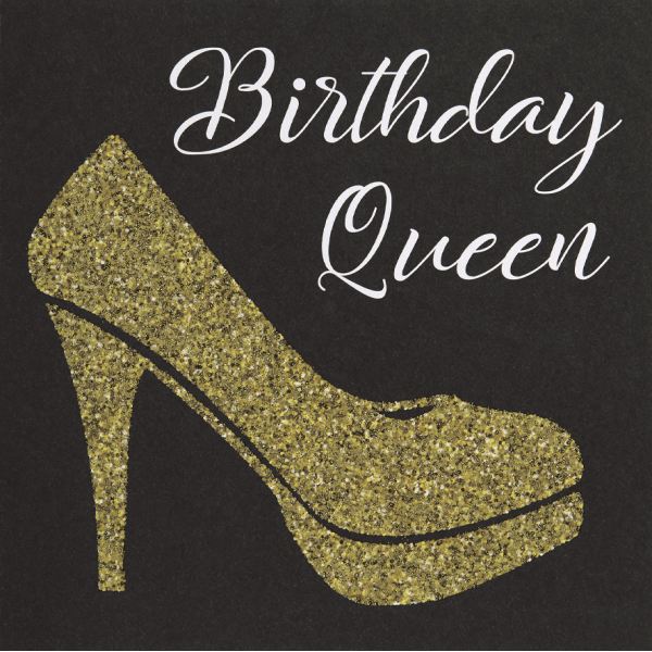 Geburtstag - Birthday Queen - Black & Gold - Quadratische Glückwunschkarte im Format 15x15cm mit Umschlag