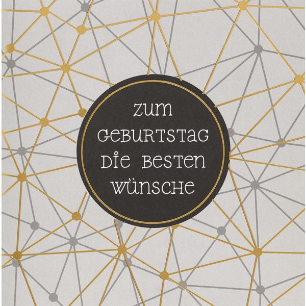 Geburtstag Black & Gold quadratische Glückwunschkarte mit Umschlag Zum Geburtstag die besten Wünsche abstrakt