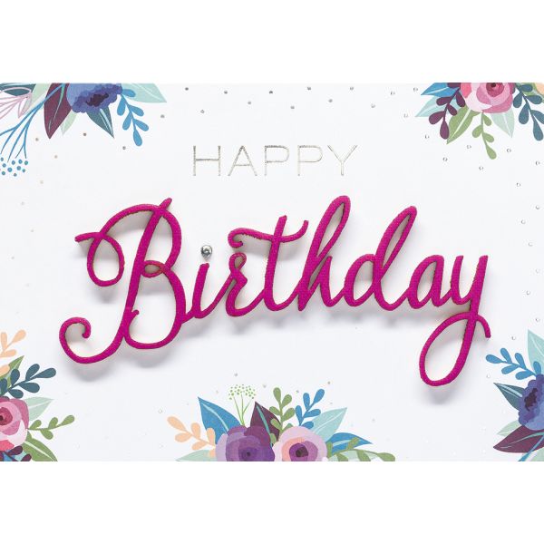 Geburtstag Glückwunschkarte mit Umschlag Lettering Happy Birthday Blumen