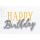 Geburtstag Glückwunschkarte mit Umschlag Lettering Happy Birthday silber Glitzer