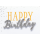 Geburtstag Glückwunschkarte mit Umschlag Lettering Happy Birthday silber Glitzer