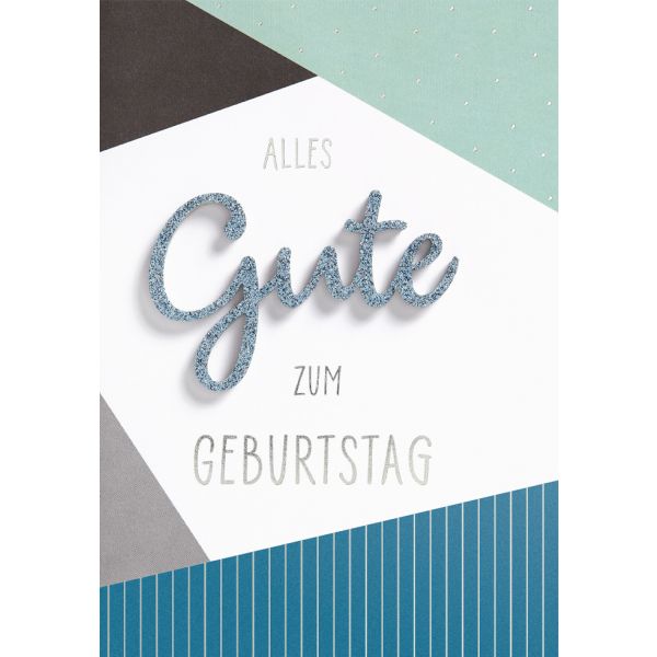 Geburtstag Glückwunschkarte mit Umschlag Lettering Alles Gute zum Geburtstag blau türkus abstrakt