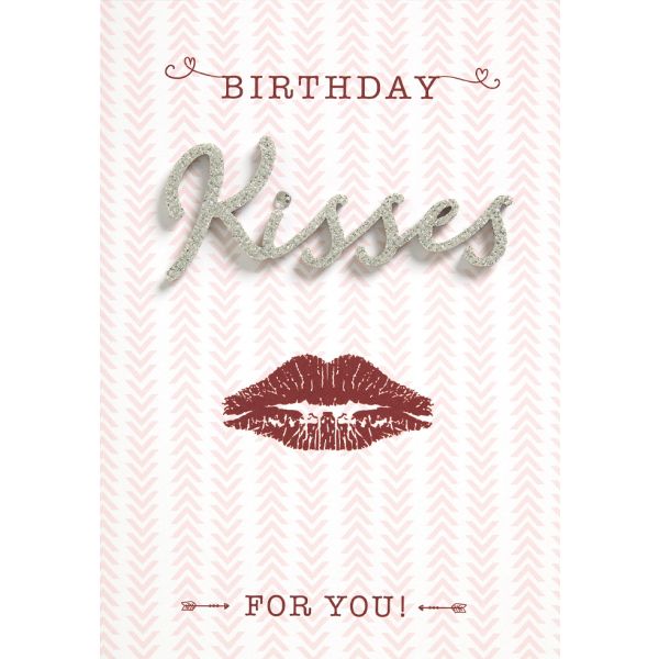 Geburtstag Glückwunschkarte mit Umschlag Lettering Birthday Kisses for you! Kussmund