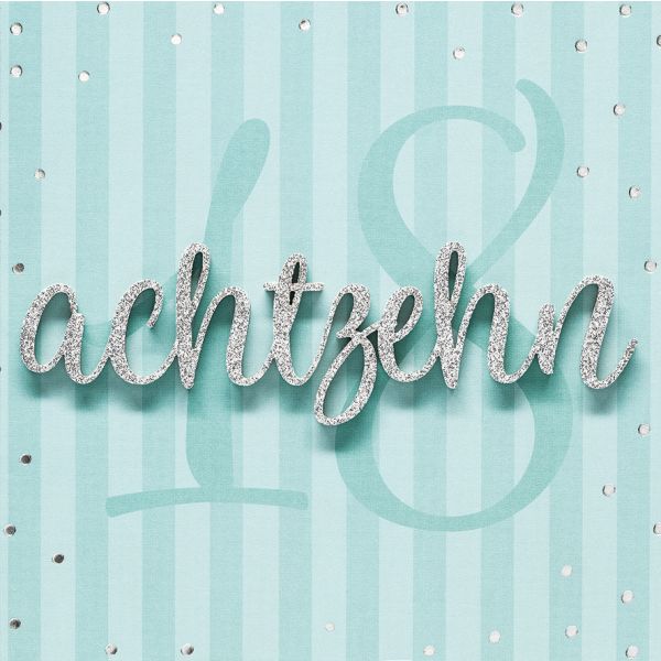 18. Geburtstag Volljährigkeit achtzehn Lettering quadratische Glückwunschkarte mit Umschlag