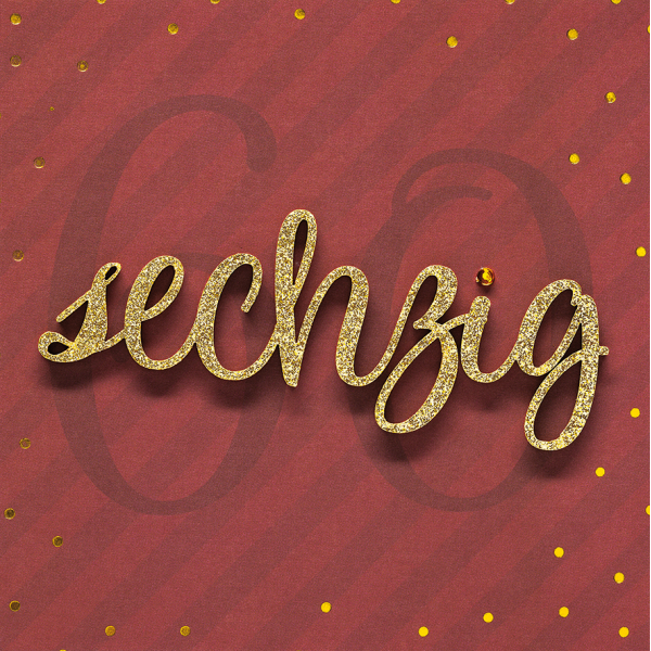 60. Geburtstag sechzig Lettering quadratische Glückwunschkarte mit Minikuvert Umschlag