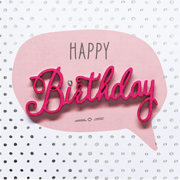 Geburtstag quadratische Glückwunschkarte mit Umschlag Lettering Happy Birthday Sprechblase