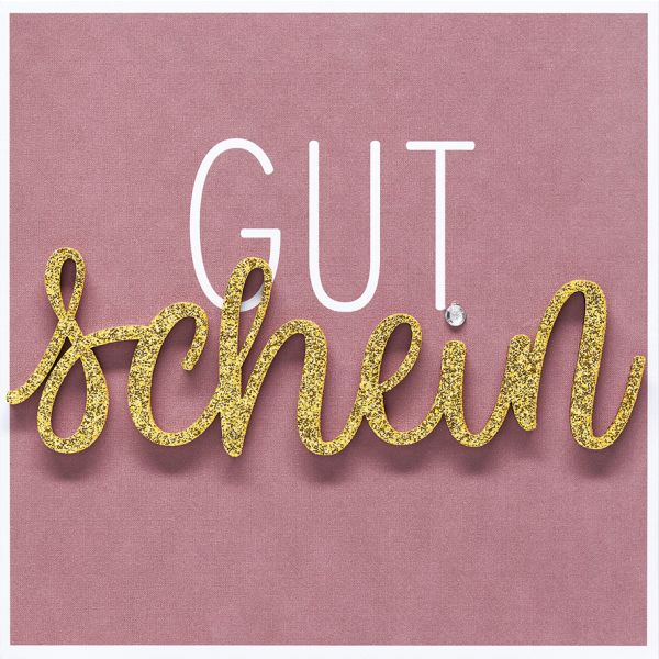 Gutschein quadratische Glückwunschkarte mit Umschlag Lettering Schrift rosa