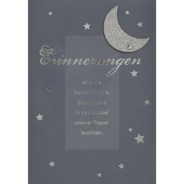 Trauer Kondolenz unverpackte Beileidskarte mit Umschlag Erinnerung Mond