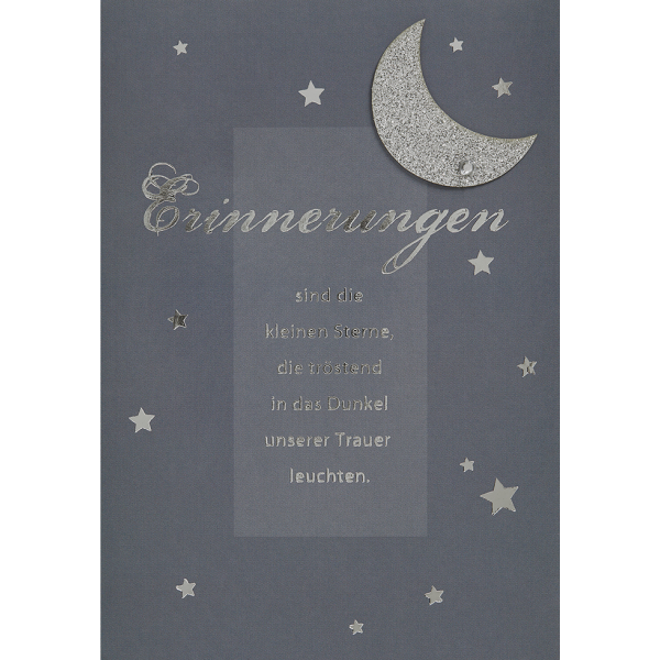 Trauer Kondolenz unverpackte Beileidskarte mit Umschlag Erinnerung Mond