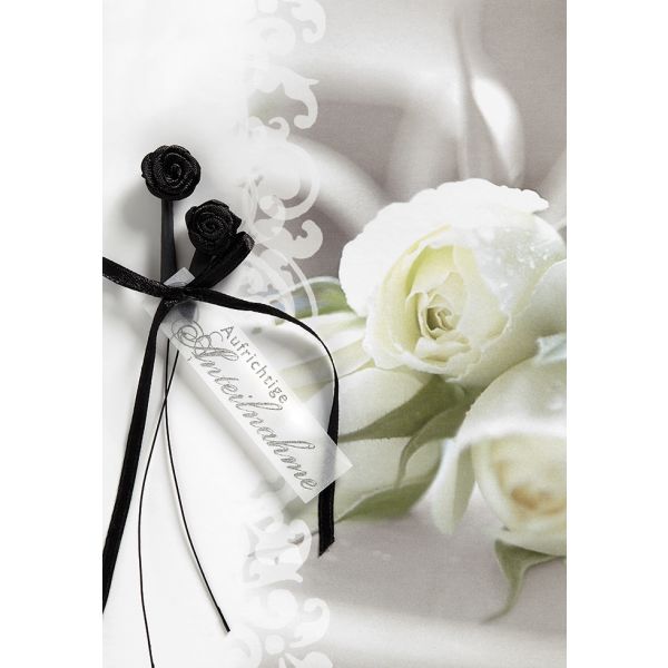 Trauer Kondolenz Beileidskarte mit Briefumschlag Rosen Aufrichtige Anteilnahme