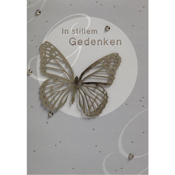 Trauer Kondolenz Beileidskarte mit Umschlag  In stillem Gedenken Schmetterling