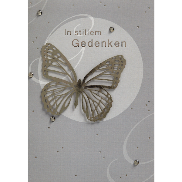 Trauer Kondolenz Beileidskarte mit Umschlag  In stillem Gedenken Schmetterling