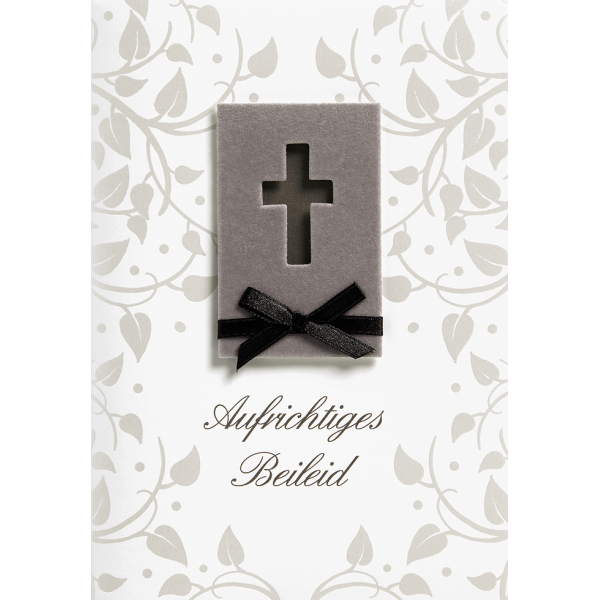 Trauer Kondolenz Beileidskarte mit Briefumschlag Kreuz Schleife Aufrichtiges Beileid