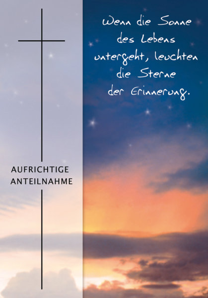 Trauer – Beileid – Kondolenz - Beileidskarte im Format 11,5x17cm mit Briefumschlag