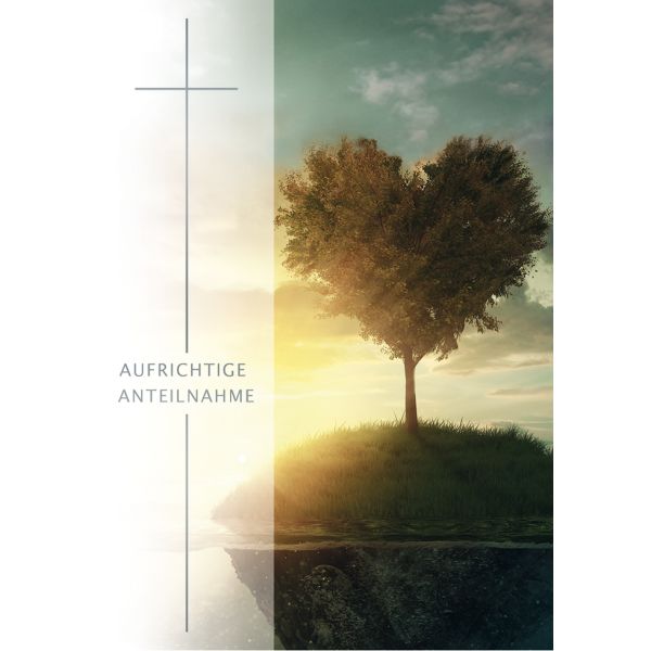 Trauer Kondolenz Beileidskarte mit Briefumschlag Herzbaum Aufrichtige Anteilnahme