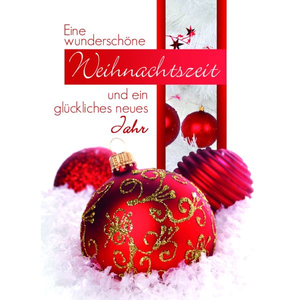 Weihnachten Klammerkarte Minikarte mit farbiger Kammer Rote Kugeln im Schnee