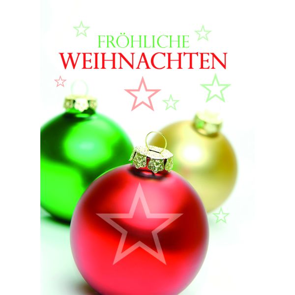 Weihnachten Klammerkarte Minikarte mit farbiger Kammer Drei Christbaumkugeln