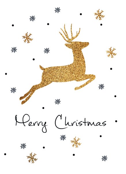 Weihnachten – Miniklammer - Glückwunschkarten im Format 5,5 x 7,5 cm - Rentier, Schneeflocken