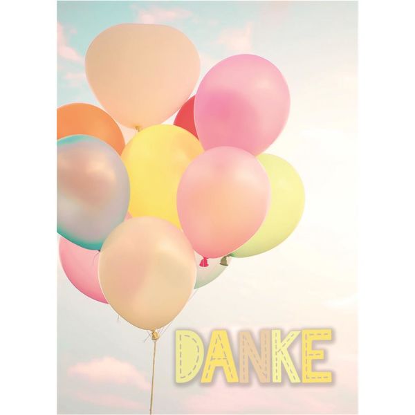 Danke Klammerkarte Mini-Karten Glückwunschkarte mit Umschlag Blumen Bunte Luftballons