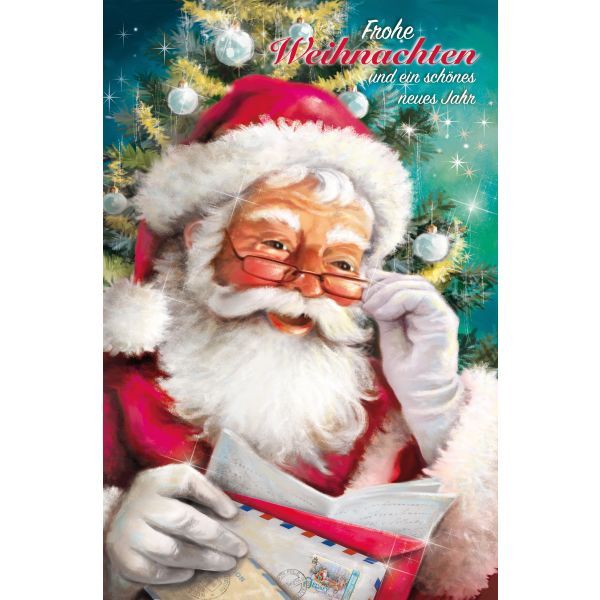 Weihnachten Glückwunschkarten Weihnachtsmann mit Briefen in der Hand