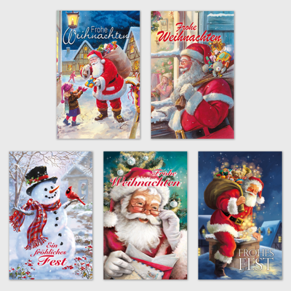 Weihnachten Geschenkanhänger Beutel mit 5 Stück Weihnachtsmann Schneemann
